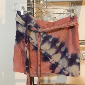 FREE PEOPLE hippie tie dye festival skirt with tie